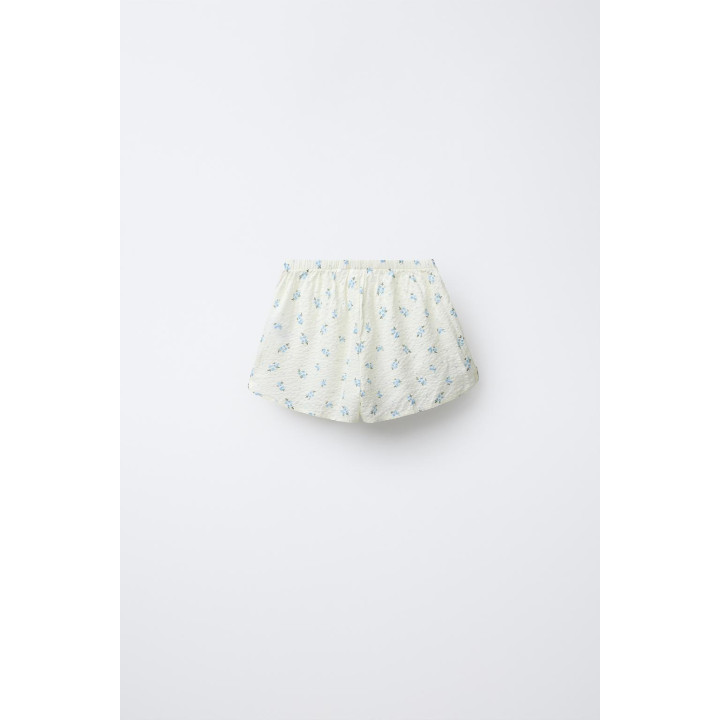 AGES 6-14/ SEERSUCKER FLORAL SHIRT AND BERMUDA PYJAMAS