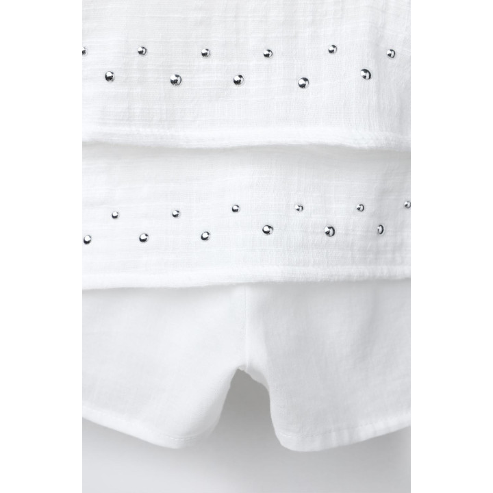 ЮБКА-ШОРТЫ С ВОЛАНАМИ И ЗАКЛЕПКАМИ