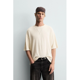 ФУТБОЛКА С ПРИНТОМ И ЭФФЕКТОМ ПОТЕРТОСТИ