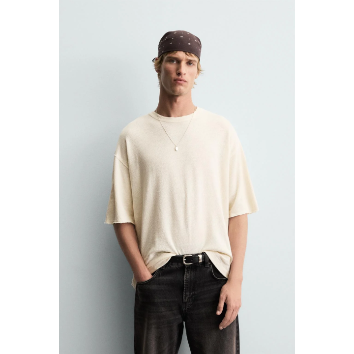 ФУТБОЛКА С ПРИНТОМ И ЭФФЕКТОМ ПОТЕРТОСТИ