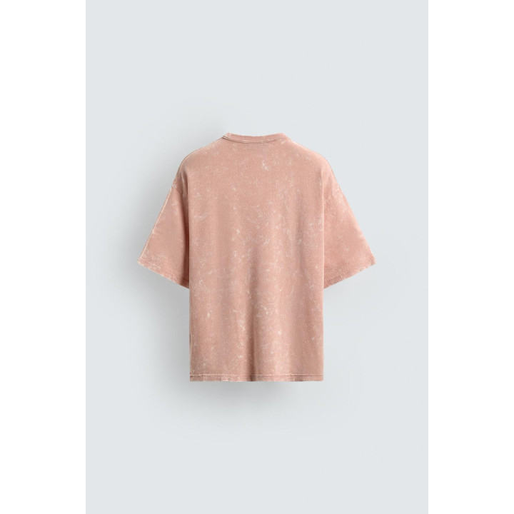 ТРИКОТАЖНАЯ ФУТБОЛКА С ПРИНТОМ И ЭФФЕКТОМ СТИРКИ