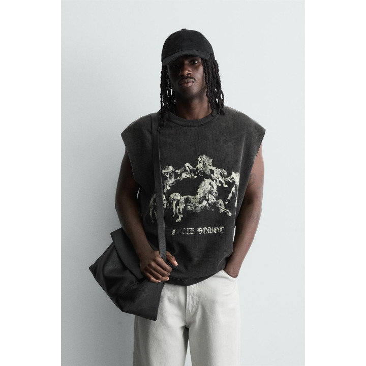 Майка с вязаным принтом лошади