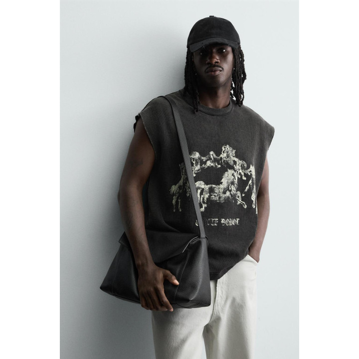 Майка с вязаным принтом лошади