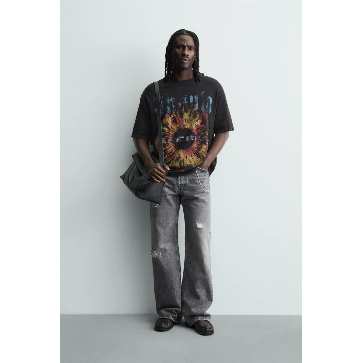 Вязаная футболка с контрастной печатью