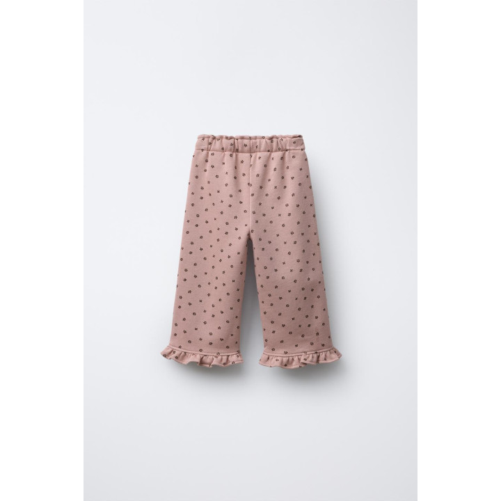 БРЮКИ ИЗ МЯГКОЙ ТКАНИ С ПРИНТОМ И ОБОРОЧКОЙ