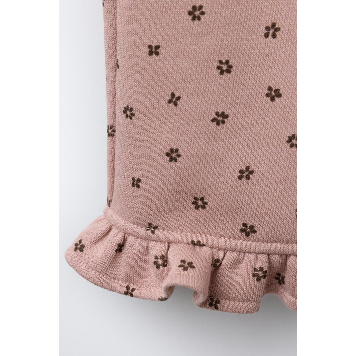 БРЮКИ ИЗ МЯГКОЙ ТКАНИ С ПРИНТОМ И ОБОРОЧКОЙ