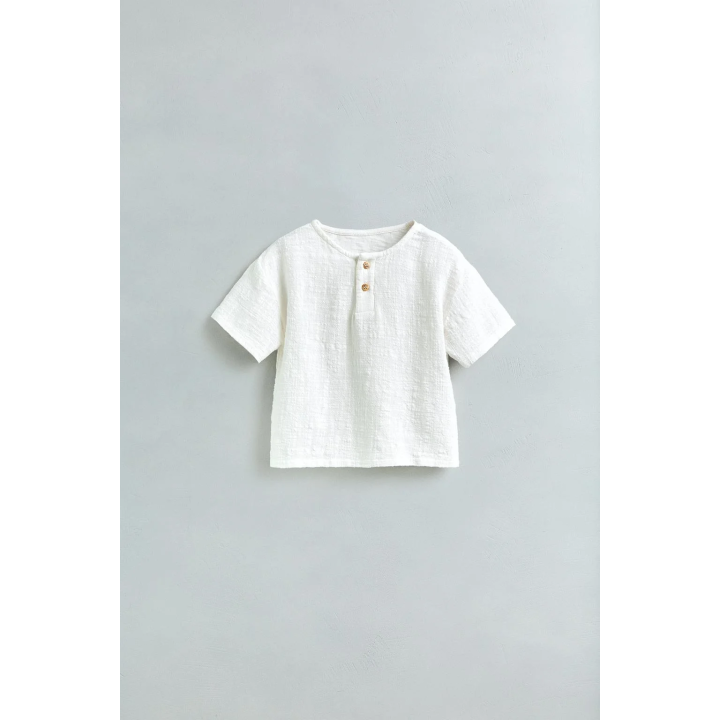 Футболка с застежкой henley и комбинированной текстурой