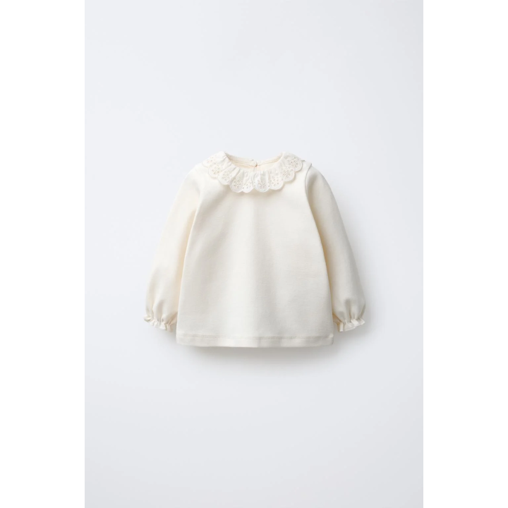 ТЕПЛЫЙ ЛОНГСЛИВ С ВЫШИТЫМ ВОРОТНИКОМ