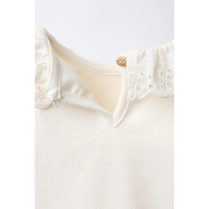 ТЕПЛЫЙ ЛОНГСЛИВ С ВЫШИТЫМ ВОРОТНИКОМ