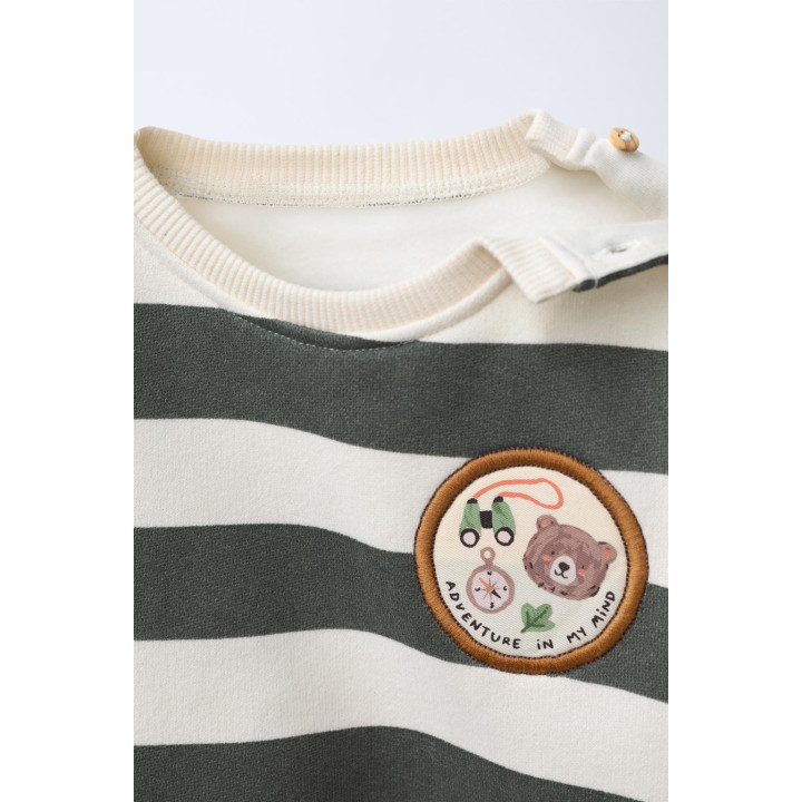 ТОЛСТОВКА В ПОЛОСКУ С НАШИВКОЙ «МЕДВЕДЬ»