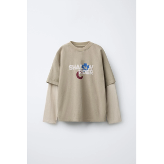 ФУТБОЛКА С ПРИНТОМ «RIDER» И ДВОЙНЫМИ РУКАВАМИ