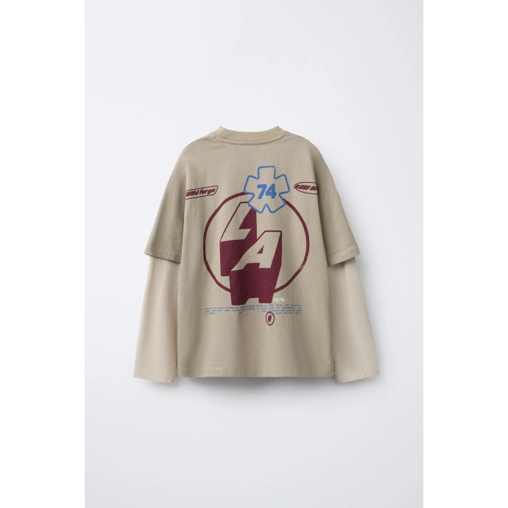 ФУТБОЛКА С ПРИНТОМ «RIDER» И ДВОЙНЫМИ РУКАВАМИ