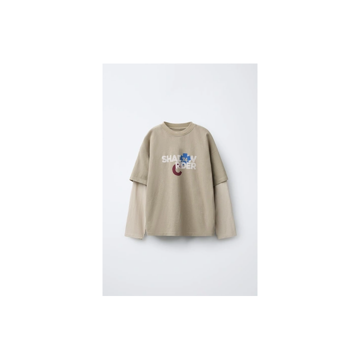 ФУТБОЛКА С ПРИНТОМ «RIDER» И ДВОЙНЫМИ РУКАВАМИ