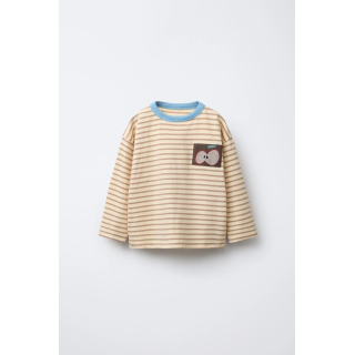 ЛОНГСЛИВ В ПОЛОСКУ С НАШИВКОЙ «ЯБЛОКО»