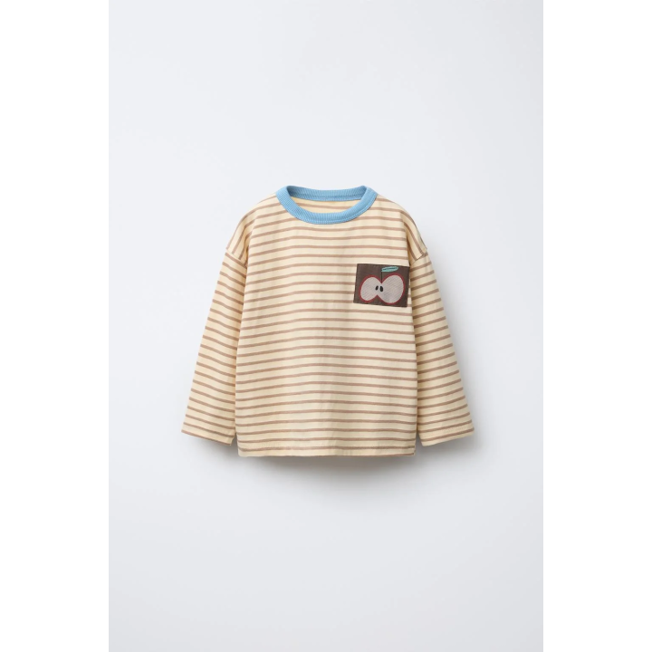 ЛОНГСЛИВ В ПОЛОСКУ С НАШИВКОЙ «ЯБЛОКО»