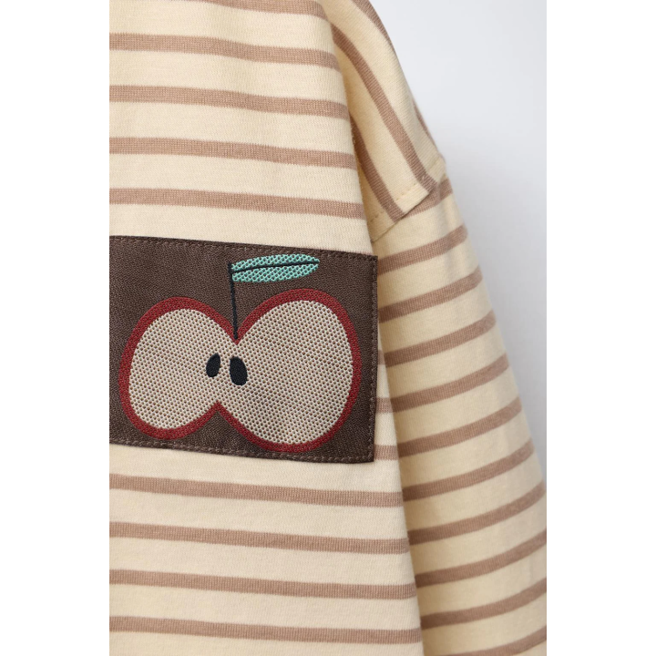 ЛОНГСЛИВ В ПОЛОСКУ С НАШИВКОЙ «ЯБЛОКО»