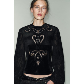 БАРХАТНЫЙ ТОП С ВЫШИВКОЙ