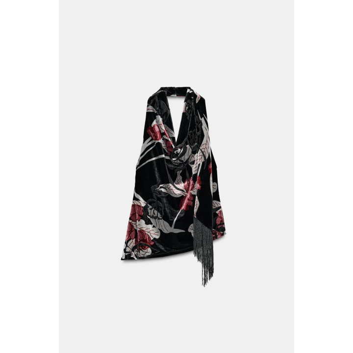 ТОП С ГОРЛОВИНОЙ ХАЛТЕР И БАХРОМОЙ ИЗ БАРХАТА