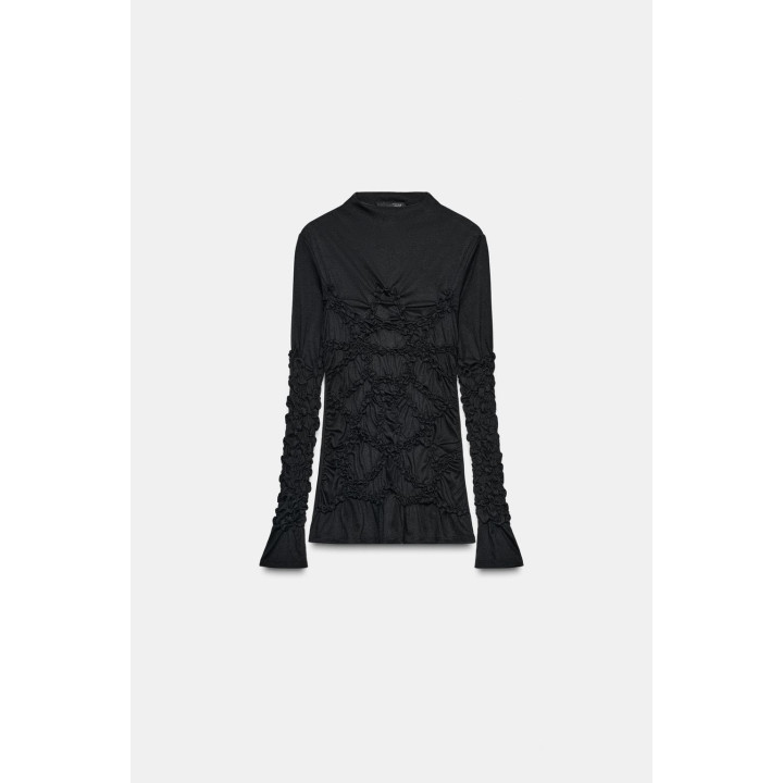 ТОП С ВЫСОКИМ ВОРОТНИКОМ И ДЛИННЫМИ РУКАВАМИ