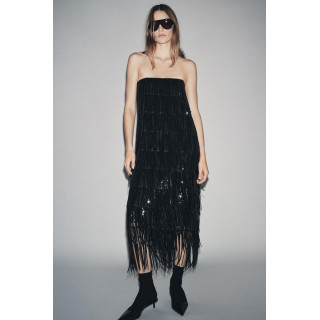 ПЛАТЬЕ МИДИ С ПАЙЕТКАМИ И БАХРОМОЙ — ZW COLLECTION LIMITED EDITION