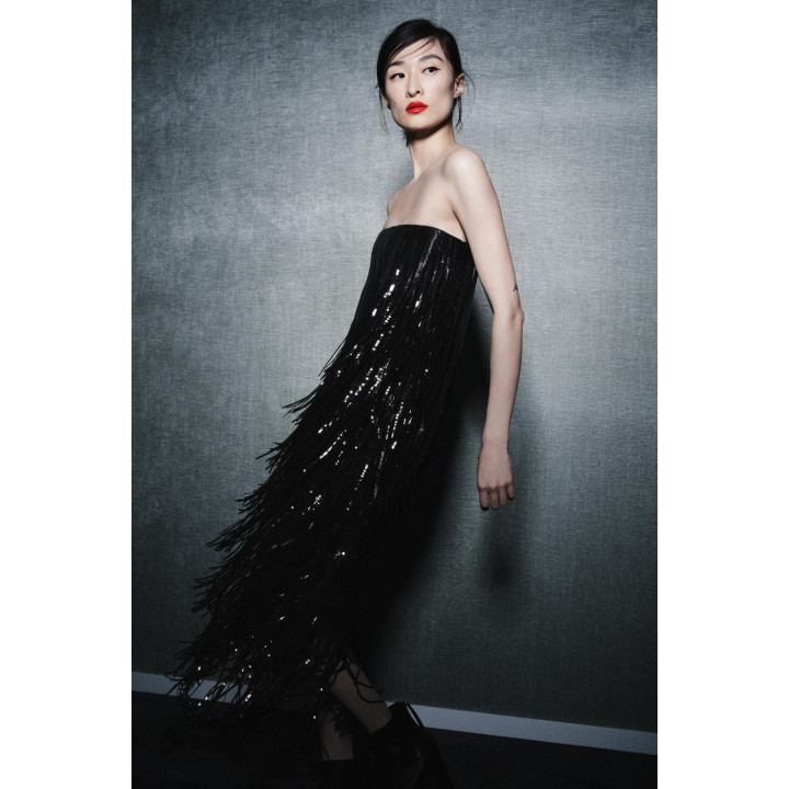 ПЛАТЬЕ МИДИ С ПАЙЕТКАМИ И БАХРОМОЙ — ZW COLLECTION LIMITED EDITION