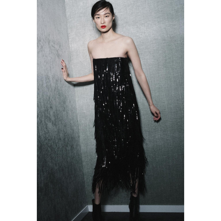 ПЛАТЬЕ МИДИ С ПАЙЕТКАМИ И БАХРОМОЙ — ZW COLLECTION LIMITED EDITION