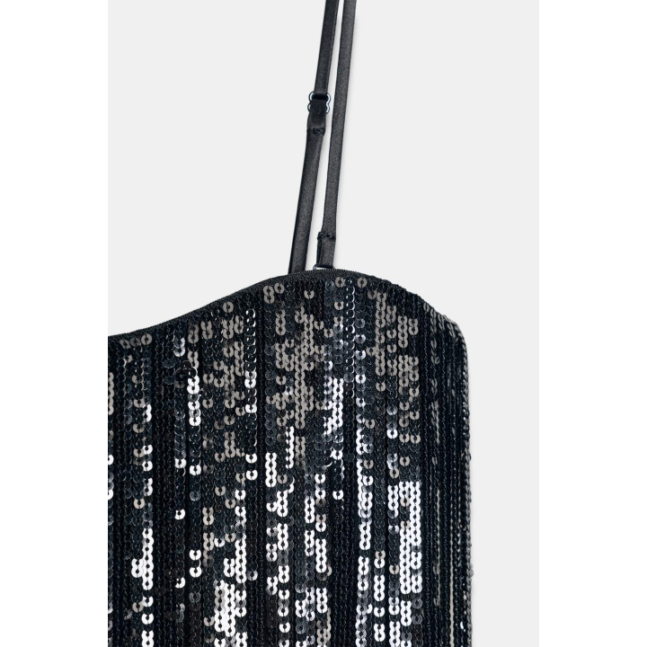 ПЛАТЬЕ МИДИ С ПАЙЕТКАМИ И БАХРОМОЙ — ZW COLLECTION LIMITED EDITION