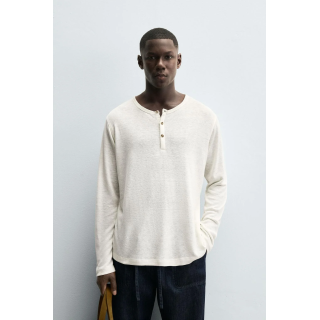 ФУТБОЛКА С ВОРОТНИКОМ НА ПУГОВИЦАХ ИЗ КОНОПЛИ И ВИСКОЗЫ