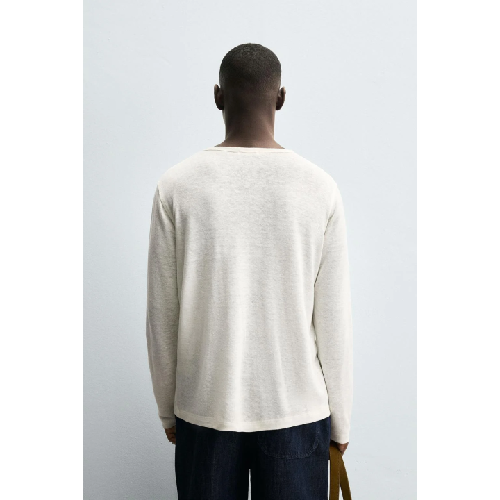 ФУТБОЛКА С ВОРОТНИКОМ НА ПУГОВИЦАХ ИЗ КОНОПЛИ И ВИСКОЗЫ