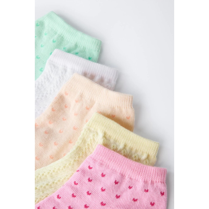 Набор из пяти носков с сердцами и текстурой на щиколотке