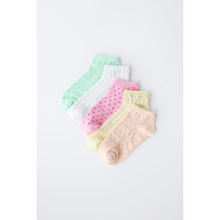 Набор из пяти носков с сердцами и текстурой на щиколотке