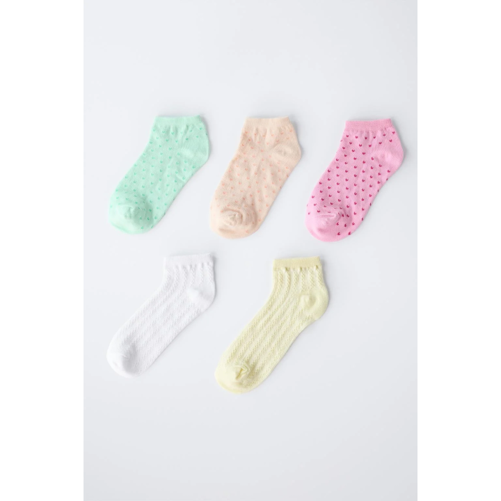 Набор из пяти носков с сердцами и текстурой на щиколотке