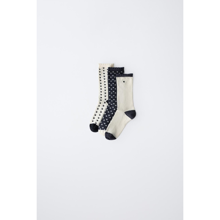 НАБОР ИЗ ТРЕХ ПАР НОСКОВ С СЕРДЕЧКАМИ И ГОРОШКОМ