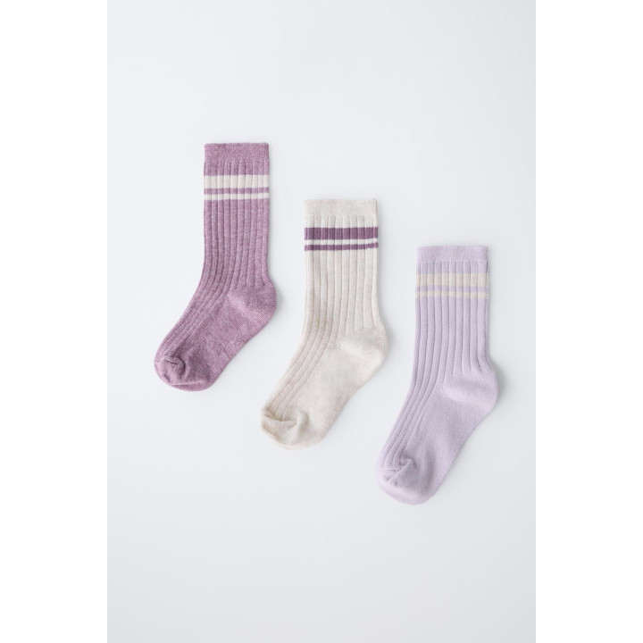 Набор из 3 пар полосатых длинных носков