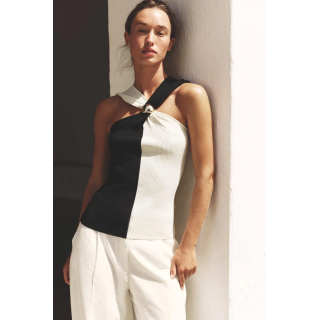 ТРИКОТАЖНЫЙ ТОП ХАЛТЕР С ОТДЕЛКОЙ