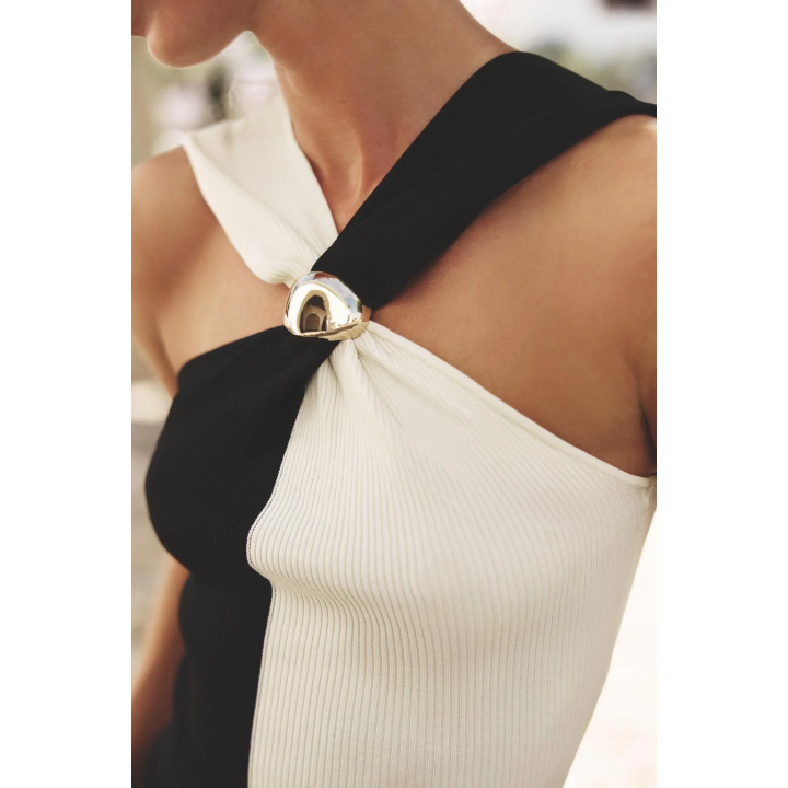 ТРИКОТАЖНЫЙ ТОП ХАЛТЕР С ОТДЕЛКОЙ