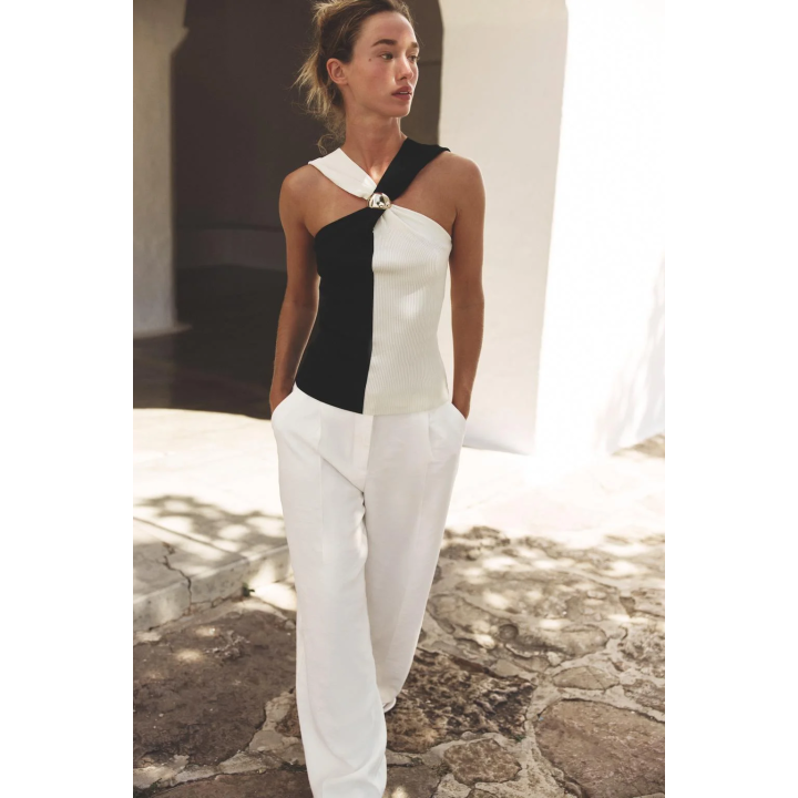 ТРИКОТАЖНЫЙ ТОП ХАЛТЕР С ОТДЕЛКОЙ