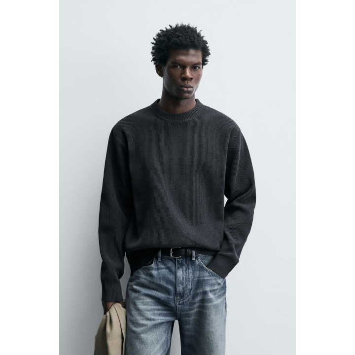 СВИТЕР ИЗ ШЕНИЛЛОВОЙ ТКАНИ С РЕЛЬЕФНЫМ УЗОРОМ