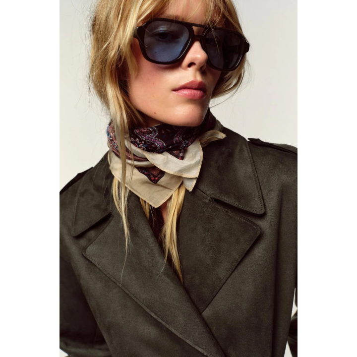 ПАЛЬТО ИЗ ИСКУССТВЕННОЙ ЗАМШИ С ПОЯСОМ