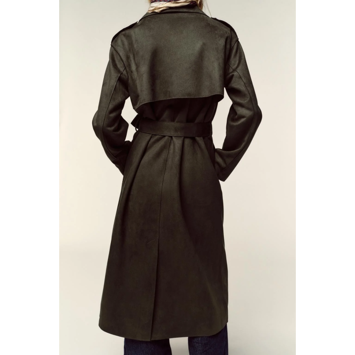 ПАЛЬТО ИЗ ИСКУССТВЕННОЙ ЗАМШИ С ПОЯСОМ