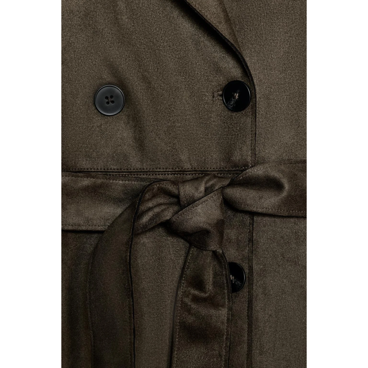 ПАЛЬТО ИЗ ИСКУССТВЕННОЙ ЗАМШИ С ПОЯСОМ