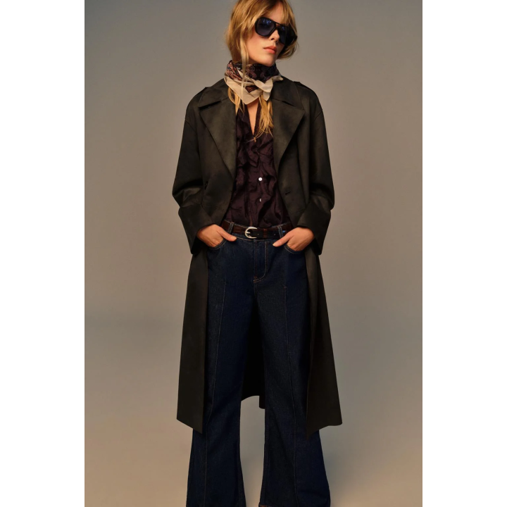 ПАЛЬТО ИЗ ИСКУССТВЕННОЙ ЗАМШИ С ПОЯСОМ