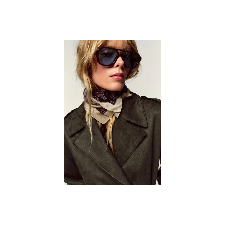 ПАЛЬТО ИЗ ИСКУССТВЕННОЙ ЗАМШИ С ПОЯСОМ