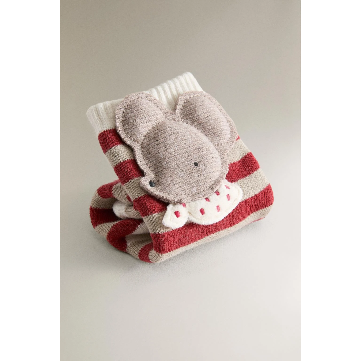 Детские носки с мышкой на рождество