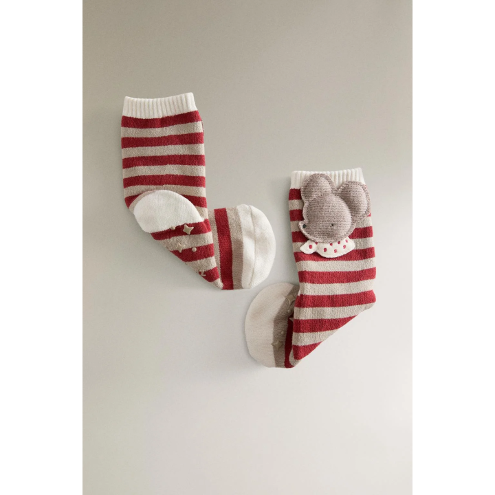 Детские носки с мышкой на рождество