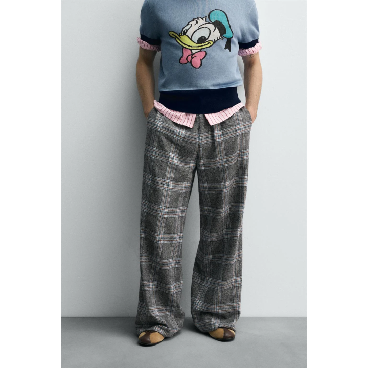 БРЮКИ WIDE FIT В КЛЕТКУ HARRY LAMBERT FOR ZARA X DISNEY