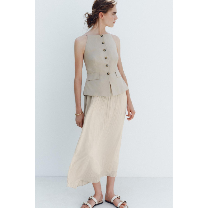 ПЛАТЬЕ-ЖИЛЕТ МИДИ С ПЛИССИРОВАННОЙ ЮБКОЙ
