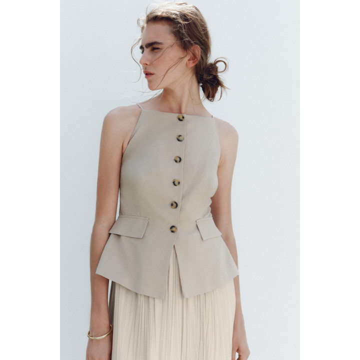 ПЛАТЬЕ-ЖИЛЕТ МИДИ С ПЛИССИРОВАННОЙ ЮБКОЙ