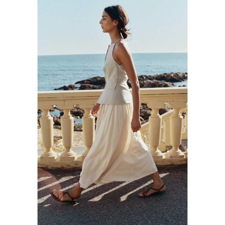 ПЛАТЬЕ-ЖИЛЕТ МИДИ С ПЛИССИРОВАННОЙ ЮБКОЙ