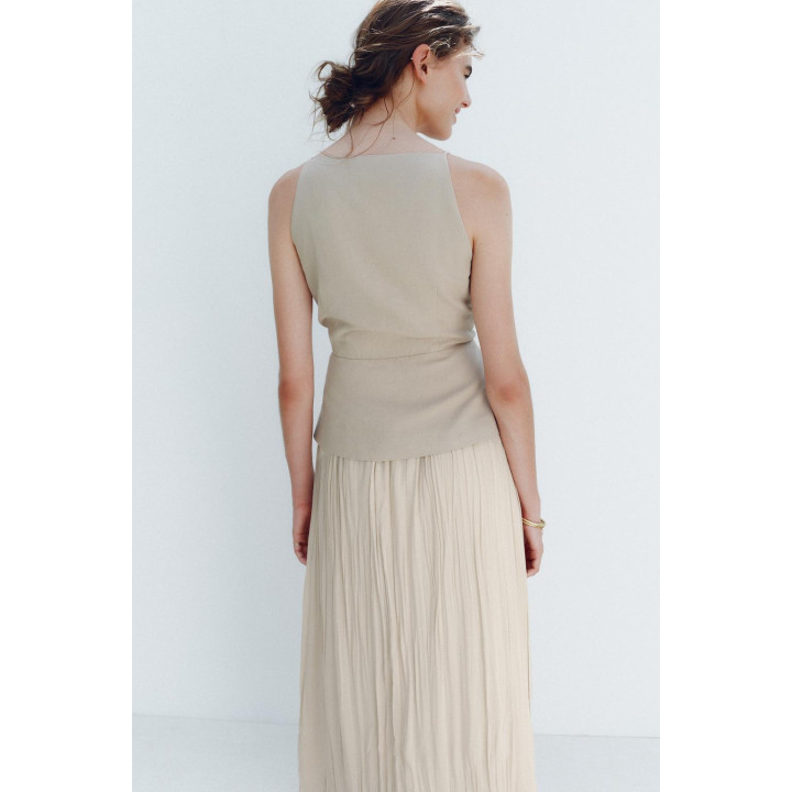 ПЛАТЬЕ-ЖИЛЕТ МИДИ С ПЛИССИРОВАННОЙ ЮБКОЙ